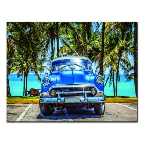 Oppidan Home "Classic Car at the Beach" Acrylic Wall Art (32"H x 48"W)