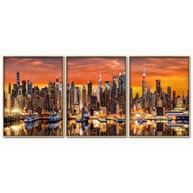 Oppidan Home "NYC Harbor at Dusk" (31.5"H x 23.6"W (x3))