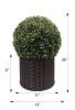 20" Ball Topiary in Woven Pot, Artificial Faux Plant for indoor and outdoor