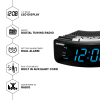 NELSONIC Digital AM/FM Clock Radio with Built in Aux Cord, Black with Blue LED Display