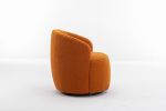 Teddy Fabric Swivel Accent Armchair Barrel Chair With Black Powder Coating Metal Ring,Caramel