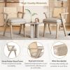 Mid-Century Accent Chair with Handcrafted Rattan Backrest and Padded Seat for Leisure, Bedroom, Kitchen, Living Room, Enterway, Natural