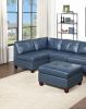 Contemporary Genuine Leather 1pc Armless Chair Ink Blue Color Tufted Seat Living Room Furniture