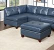 Contemporary Genuine Leather 1pc Armless Chair Ink Blue Color Tufted Seat Living Room Furniture