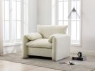 Modern Style Chenille Oversized Armchair Accent Chair Single Sofa Lounge Chair 38.6'' W for Living Room, Bedroom,Cream