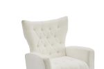 Modern Accent Chair with Ottoman, Comfy Armchair for Living Room, Bedroom, Apartment, Office (White)