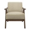 Modern Home Furniture Light Brown Fabric Upholstered 1pc Accent Chair Walnut Finish Wood Cushion Back and Seat Furniture