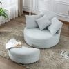 Orisfur. 360° Swivel Accent Barrel Chair with Storage Ottoman & 4 Pillows, Modern Linen Leisure Chair Round Accent for Living Room