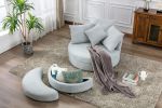 Orisfur. 360° Swivel Accent Barrel Chair with Storage Ottoman & 4 Pillows, Modern Linen Leisure Chair Round Accent for Living Room