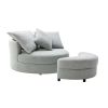 Orisfur. 360° Swivel Accent Barrel Chair with Storage Ottoman & 4 Pillows, Modern Linen Leisure Chair Round Accent for Living Room