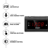 SHARP Dual Alarm Clock with 2 x USB Charge Ports, Black with Red LED Display