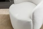 Velvet Fabric Swivel Accent Armchair Barrel Chair With Black Powder Coating Metal Ring,White