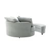 Orisfur. 360° Swivel Accent Barrel Chair with Storage Ottoman & 4 Pillows, Modern Linen Leisure Chair Round Accent for Living Room