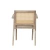 Mid-Century Accent Chair with Handcrafted Rattan Backrest and Padded Seat for Leisure, Bedroom, Kitchen, Living Room, Enterway, Natural