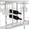 Contemporary Chrome Wine Rack Silver Modern Glass Metal Frame Wine Storage RT