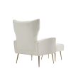 Modern Accent Chair with Ottoman, Comfy Armchair for Living Room, Bedroom, Apartment, Office (White)