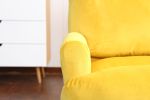 Soft Comfortable 1pc Accent Click Clack Chair with Ottoman Yellow Fabric Upholstered Oak Finish Legs Living Room Furniture