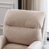 Soft Comfortable 1pc Accent Click Clack Chair with Ottoman Beige Fabric Upholstered Oak Finish Legs Living Room Furniture