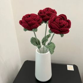 Wool Rose Shape Living Room Decoration (Option: Wine Red-3PCS)