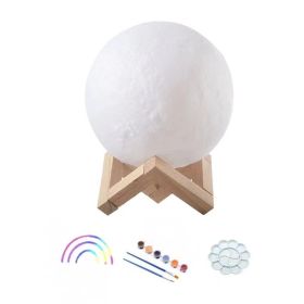 Internet Celebrity Moon Light Hand Painted Planet Diy (Option: Plastic Bracket-14cm Moon)