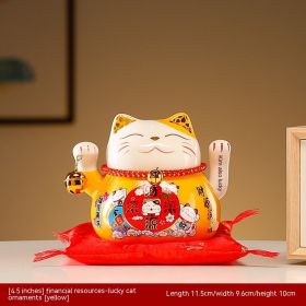 Ceramic Waving Paws Fortune Cat Ornaments (Option: inch Yellow Cat)