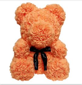 Rose Bear Eternal Rose Bear Birthday Gift Foam Rose Bear (Option: Orange-25cm Gift Box)