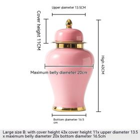 Ceramic Golden General Vase Flower Insert (Option: Pink-Large)