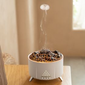 Top Sale Flame Aroma Diffuser Air Humidifier Home Aromatherapy Fire Ultrasonic Essential Oil Diffuser With Bluetooth Speaker White Noise (Option: White-UK)