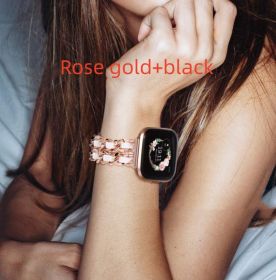 Suitable For Watch Band Single Strand Chain Diamond (Option: Rose Gold White-38to40to41)