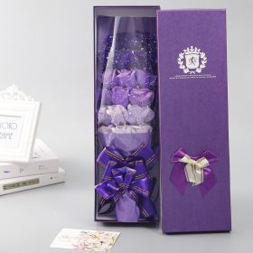 Thanksgiving Christmas Creative 18 Roses Fat Soap Bouquet Company Activity Gift For Girlfriend Birthday Gift (Option: 18 Bouquet Purple Gradient)