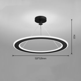 Simple Modern Circular Bedroom Study Chandelier (Option: Black-White light-520x520mm)