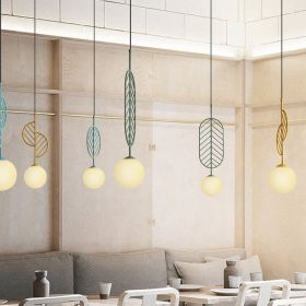 Simple Bar Restaurant Study Cafe Macaron Leaf Chandelier (Option: Round green-No bulb)