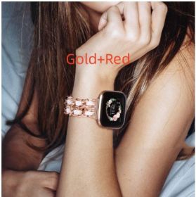 Suitable For Watch Band Single Strand Chain Diamond (Option: Gold Red-38to40to41)