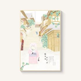 Japanese-style Room Decoration Cherry Blossom Landscape Painting Restaurant Bedroom Sushi Restaurant Mural (Option: Shopping-30x40cm-Wood color)