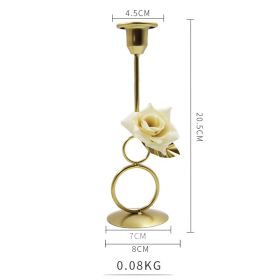 European Gold Romantic Ring Candlestick Party Wedding Table Candlestick Decoration Props (Option: C Fabric Flower)