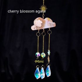 Natural Crystal Agate Cloud Sun Catcher Ornaments Window Sill Forest Garden Wind Chimes Color Lighting Pendant (Option: Cherry Agate)