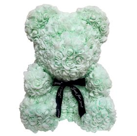 Rose Bear Eternal Rose Bear Birthday Gift Foam Rose Bear (Option: Light Green-25cm Gift Box)