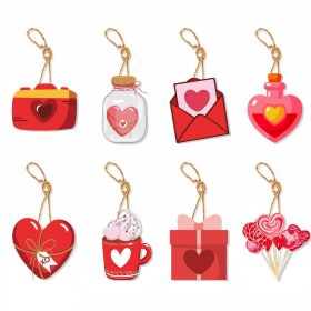 Valentine's Day Theme Cartoon Cute Love Gift Gift Pendant Party Decoration (Option: 8PCs Set-Style 1)