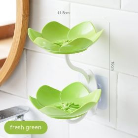 Lotus Soap Box Punch-free Wall-mounted Double-layer Drain (Option: Fresh Green)