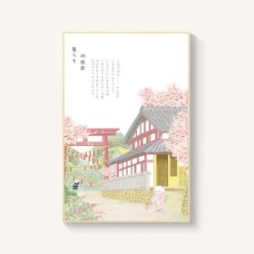 Japanese-style Room Decoration Cherry Blossom Landscape Painting Restaurant Bedroom Sushi Restaurant Mural (Option: Walk-30x40cm-Wood color)