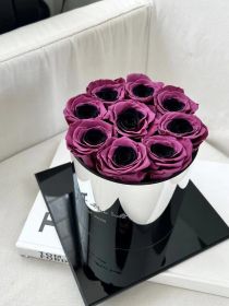 Bowknot Spherical Flower Pot Black Plum Preserved Flowers (Option: Black Plum 9 Flower Pot)