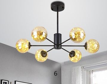 Star Magic Bean Glass Chandelier (Option: 6Black-Soot)