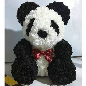 Rose Bear Eternal Rose Bear Birthday Gift Foam Rose Bear (Option: Black And White Panda-25cm Gift Box)