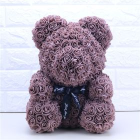 Rose Bear Eternal Rose Bear Birthday Gift Foam Rose Bear (Option: Brown-25cm Gift Box)