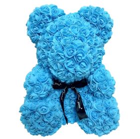 Rose Bear Eternal Rose Bear Birthday Gift Foam Rose Bear (Option: Blue-25cm Gift Box)