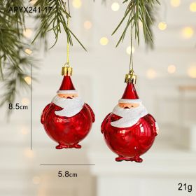 Christmas Decoration Plastic Hand-painted Electroplating Pendant Red Scene Layout (Option: Round Elderly 2 Pack)