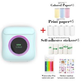 Wrong Question Printer Student Mini Small Portable (Option: C12 Blue With Roll Paper)