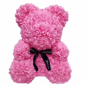 Rose Bear Eternal Rose Bear Birthday Gift Foam Rose Bear (Option: Pink-25cm Gift Box)