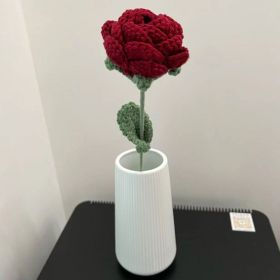 Wool Rose Shape Living Room Decoration (Option: Wine Red-1PCS)