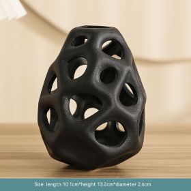 Ceramic Geometric Hollow Ball Body Decoration Fashion Home Model Room Soft Decorative Ornaments (Option: Black Small Size)